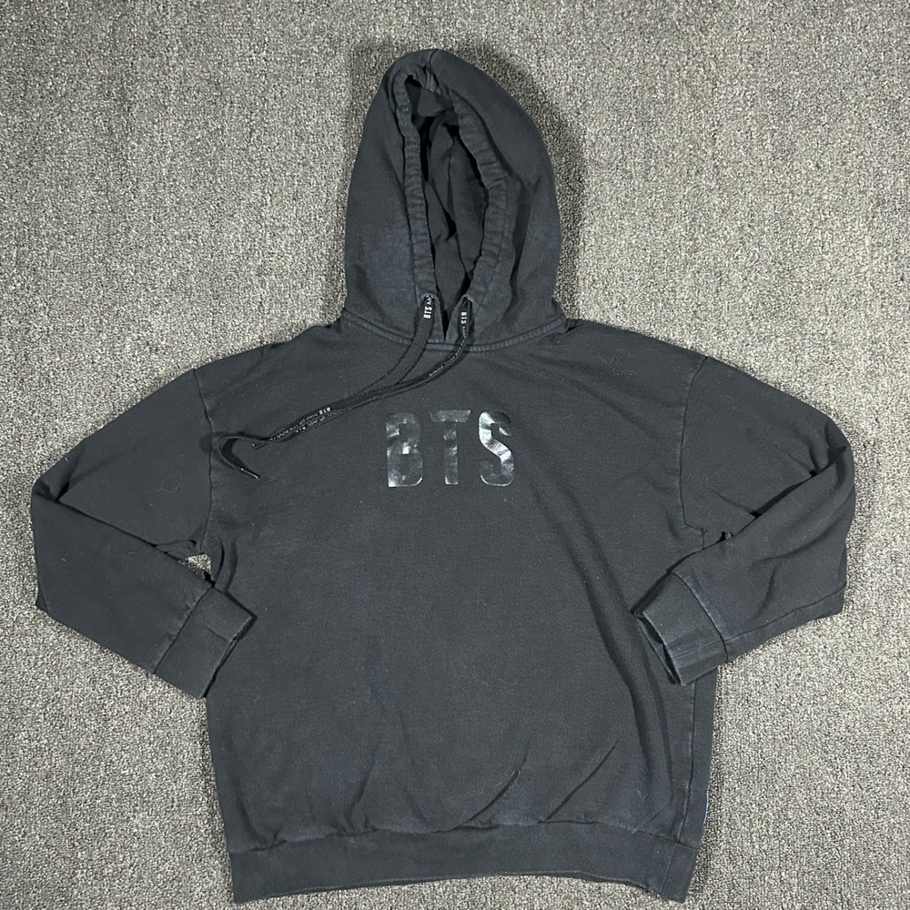 BTS Hoodie Map of the Soul Tour Unisex Large Black Excellent Graphic K-Pop Merch